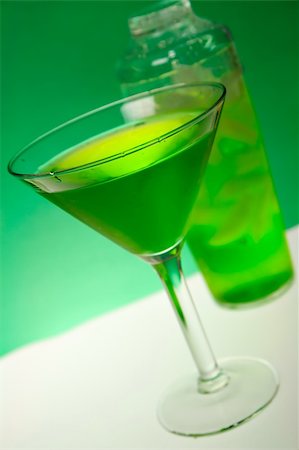 simsearch:400-03965729,k - Green Dragon cocktail in a Martini Glass Stock Photo - Budget Royalty-Free & Subscription, Code: 400-03948291