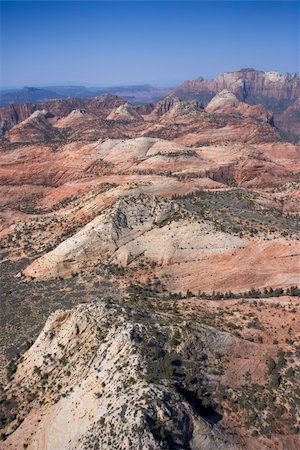 simsearch:400-03948680,k - Aerial of desert landscape in Zion National Park in Utah, USA. Stock Photo - Budget Royalty-Free & Subscription, Code: 400-03948723