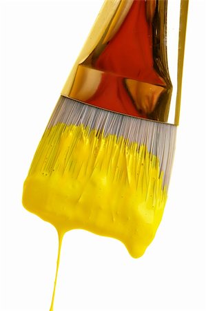 simsearch:400-04477939,k - Yellow paint dripping from brush Stock Photo - Budget Royalty-Free & Subscription, Code: 400-03949576