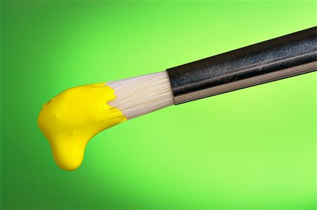 simsearch:400-04477939,k - Yellow paint dripping from brush Stock Photo - Budget Royalty-Free & Subscription, Code: 400-03949571