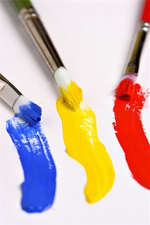 simsearch:400-04477939,k - Three brushes and primary colors Stock Photo - Budget Royalty-Free & Subscription, Code: 400-03949599