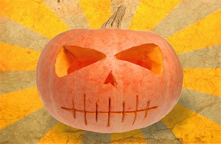 simsearch:400-05325412,k - Spooky Halloween pumpkin  against grunge background Stock Photo - Budget Royalty-Free & Subscription, Code: 400-03940031