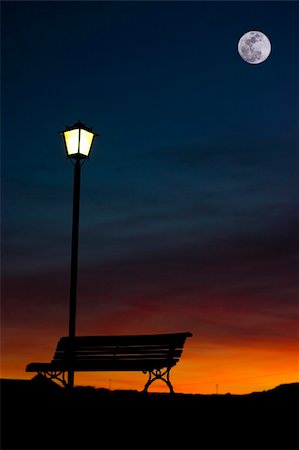 simsearch:400-04581013,k - Back-lighting of a streetlamp bench and a at the dusk Stock Photo - Budget Royalty-Free & Subscription, Code: 400-03940101