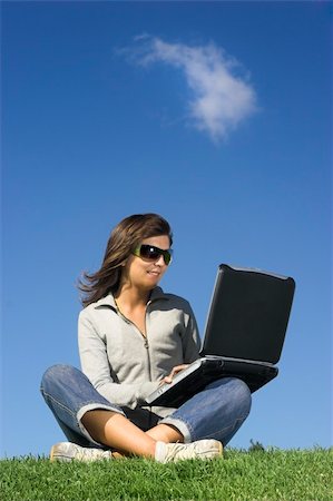 simsearch:400-03934248,k - Woman in outdoor study with a laptop Stock Photo - Budget Royalty-Free & Subscription, Code: 400-03942932
