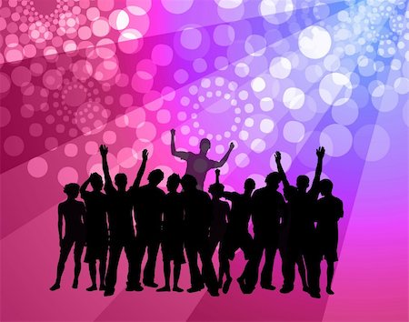 simsearch:400-05094234,k - People dancing - disco atmosphere with dancing crowd silhouettes Foto de stock - Super Valor sin royalties y Suscripción, Código: 400-03942961