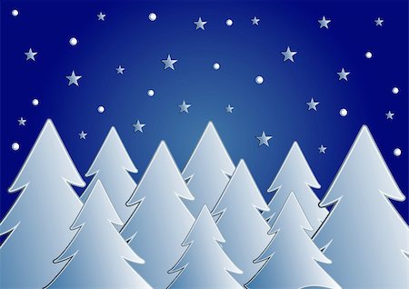 simsearch:632-06118429,k - Stylized Christmas background. Trees stars and snow flakes in blue tones. Stock Photo - Budget Royalty-Free & Subscription, Code: 400-03943439