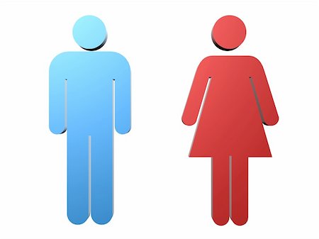 3d rendered illustration of a blue man and a red female sign Stock Photo - Budget Royalty-Free & Subscription, Code: 400-03954716