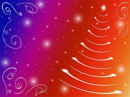 simsearch:400-05006261,k - christmas tree drawn by white lights over yellow, red, violet and blue background Stock Photo - Budget Royalty-Free & Subscription, Code: 400-03954914