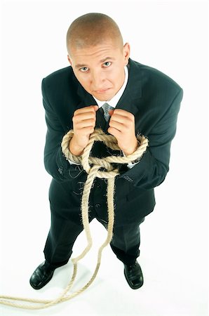 simsearch:400-03954954,k - A young businessman with a blue tie and white shirt and rope on hands Stock Photo - Budget Royalty-Free & Subscription, Code: 400-03954947