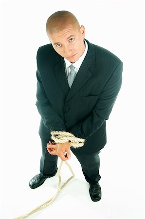 simsearch:400-03954954,k - A young businessman with a blue tie and white shirt and rope on hands Stock Photo - Budget Royalty-Free & Subscription, Code: 400-03954948