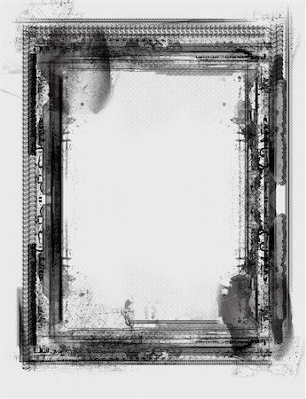 simsearch:400-05267968,k - Computer designed black grunge frame over white  with space for your image or text Stock Photo - Budget Royalty-Free & Subscription, Code: 400-03956609