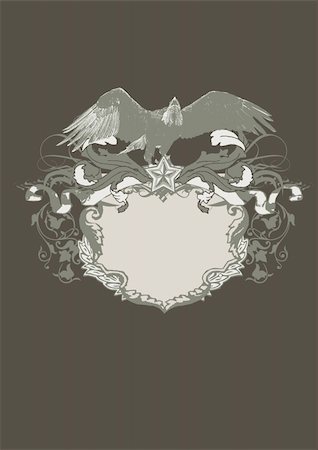 simsearch:400-04083265,k - Decorative frame with  stylized  eagle.  Vector illustration. Black  background  . Stock Photo - Budget Royalty-Free & Subscription, Code: 400-03956852