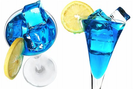 simsearch:400-03965729,k - Blue cocktail with lemon garnish and ice cubes Stock Photo - Budget Royalty-Free & Subscription, Code: 400-03957550