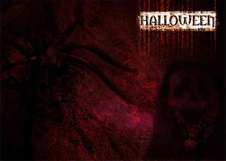 simsearch:400-03936196,k - illustrative background of halloween with halloween wording, scary spider, frightening scream mask ghost... dark, very dark. Stock Photo - Budget Royalty-Free & Subscription, Code: 400-03957746