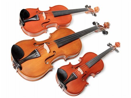 simsearch:400-04570412,k - Three violins on white background. The Hard light. Stock Photo - Budget Royalty-Free & Subscription, Code: 400-03957763