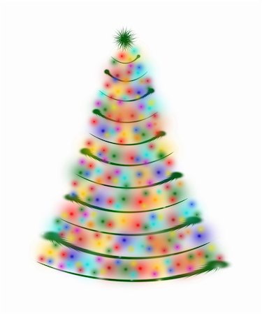 simsearch:400-05006261,k - christmas tree drawn by white, red, yellow, orange, pink, violet, green and blue lights isolated Stock Photo - Budget Royalty-Free & Subscription, Code: 400-03959831