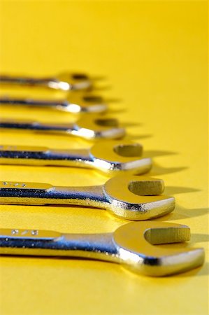 simsearch:400-03947919,k - Wrench tools on yellow Stock Photo - Budget Royalty-Free & Subscription, Code: 400-03950288