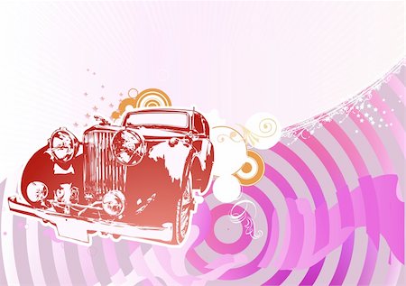 simsearch:700-02156614,k - Vector Illustration of old vintage custom collector's car on glamour background Stock Photo - Budget Royalty-Free & Subscription, Code: 400-03950382