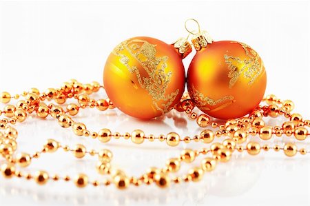 simsearch:614-02241057,k - Christmas balls and ribbon on white background Stock Photo - Budget Royalty-Free & Subscription, Code: 400-03950918