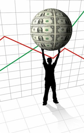 spinning top on earth globe - Businessman silhouette holding money sphere - financial concept Stock Photo - Budget Royalty-Free & Subscription, Code: 400-03952096