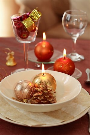simsearch:400-05693119,k - Festive table setting for Christmas Stock Photo - Budget Royalty-Free & Subscription, Code: 400-03952773