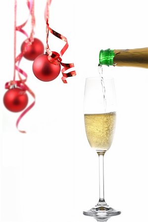 simsearch:400-05120066,k - Champagne glass and Christmas decoration Photographie de stock - Aubaine LD & Abonnement, Code: 400-03952938