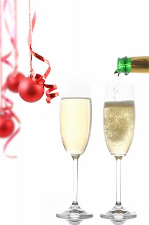 simsearch:400-05120066,k - Champagne glass and Christmas decoration Photographie de stock - Aubaine LD & Abonnement, Code: 400-03952941