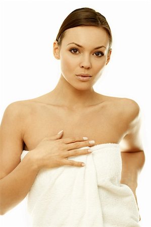 simsearch:400-05322963,k - Portrait of Fresh and Beautiful sexy woman in white towel Stock Photo - Budget Royalty-Free & Subscription, Code: 400-03953527