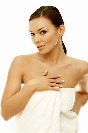 simsearch:400-05322963,k - Portrait of Fresh and Beautiful sexy woman in white towel Stock Photo - Budget Royalty-Free & Subscription, Code: 400-03953528