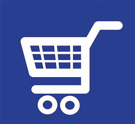 simsearch:700-01163575,k - Illustrated white shopping cart icon on a blue background Stock Photo - Budget Royalty-Free & Subscription, Code: 400-03964401