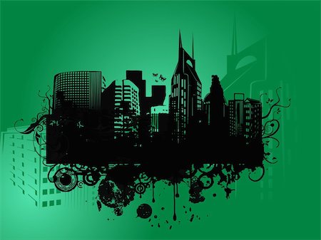 simsearch:400-04688937,k - vector illustration of urban  city on green background Stock Photo - Budget Royalty-Free & Subscription, Code: 400-03965294