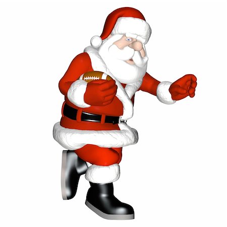 pigskin - Santa Playing Football.  Running with the ball. Isolated on a white background. Stock Photo - Budget Royalty-Free & Subscription, Code: 400-03965489