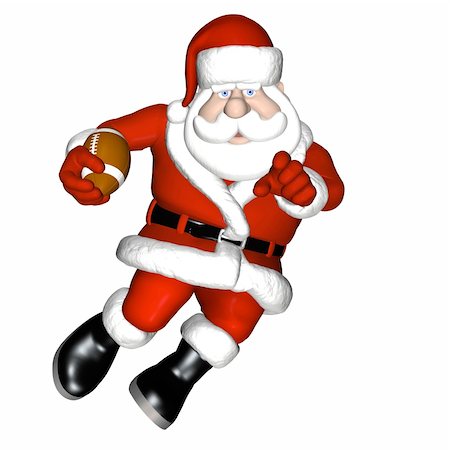 pigskin - Santa Playing Football.  Running with the ball. Isolated on a white background. Stock Photo - Budget Royalty-Free & Subscription, Code: 400-03965490