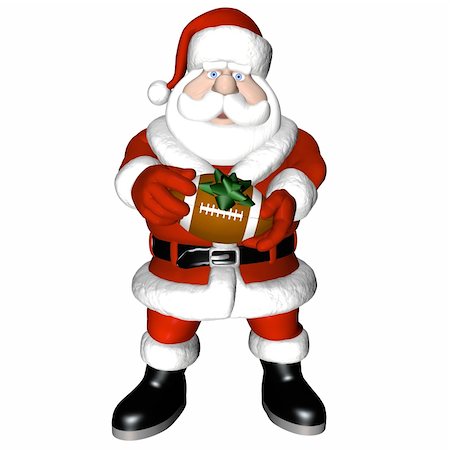 pigskin - Santa holding out a Football with green bow. Isolated on a white background. Stock Photo - Budget Royalty-Free & Subscription, Code: 400-03965492