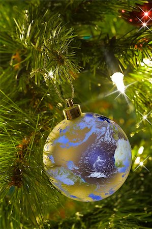 planet earth christmas tree ornament - Earth as a Christmas Tree Ornament Stock Photo - Budget Royalty-Free & Subscription, Code: 400-03965843