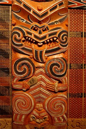 Wood carving in Maori Meeting House Stock Photo - Budget Royalty-Free & Subscription, Code: 400-03965913