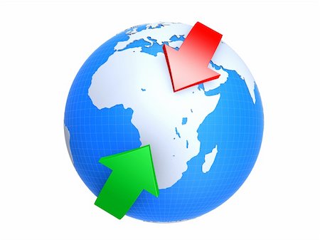 simsearch:400-07680047,k - 3d rendered illustration of a globe and a red and green arrow Stock Photo - Budget Royalty-Free & Subscription, Code: 400-03966162