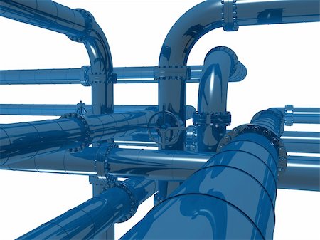 3d rendered illustration of many metal pipelines Stock Photo - Budget Royalty-Free & Subscription, Code: 400-03966271