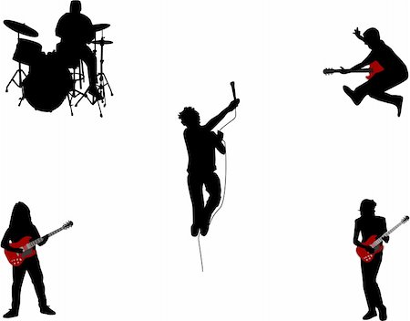performing arts clip art - rock band silhouettes Foto de stock - Super Valor sin royalties y Suscripción, Código: 400-03966551