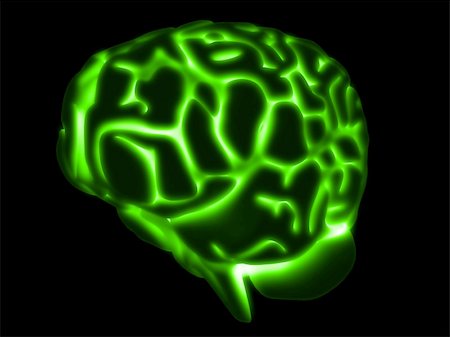 3d rendered anatomy illustration of a green glowing brain Stock Photo - Budget Royalty-Free & Subscription, Code: 400-03966663