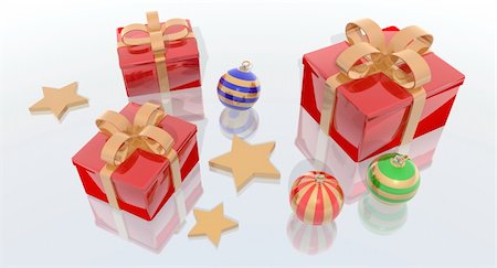 simsearch:614-02241057,k - a 3d render of Christmas balls and gifts Stock Photo - Budget Royalty-Free & Subscription, Code: 400-03967268