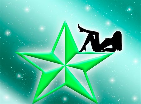 pregnant woman breast - Black woman silhouette on a green star in the night Stock Photo - Budget Royalty-Free & Subscription, Code: 400-03967533