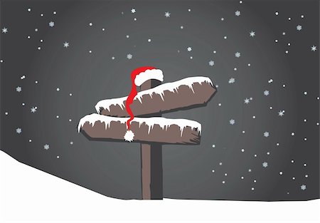 simsearch:400-07318405,k - Frozen wood sign with santa's hat Stock Photo - Budget Royalty-Free & Subscription, Code: 400-03967942