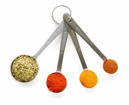 simsearch:825-07076761,k - Assorted spices in measuring spoons on white background Stock Photo - Budget Royalty-Free & Subscription, Code: 400-03968758