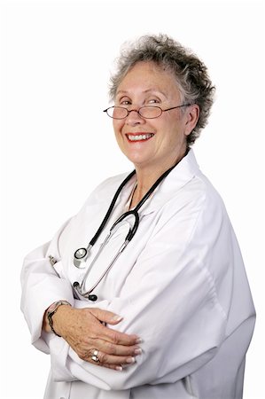 A confident, mature female doctor isolated on white background. Stock Photo - Budget Royalty-Free & Subscription, Code: 400-03969247