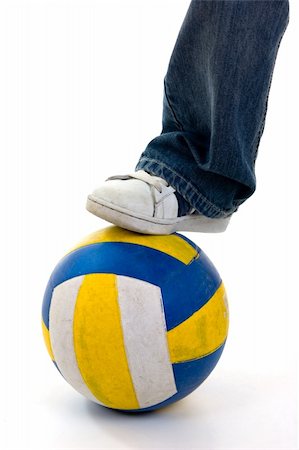 simsearch:400-05318197,k - Foot on ball on white background. Foto de stock - Super Valor sin royalties y Suscripción, Código: 400-03969723