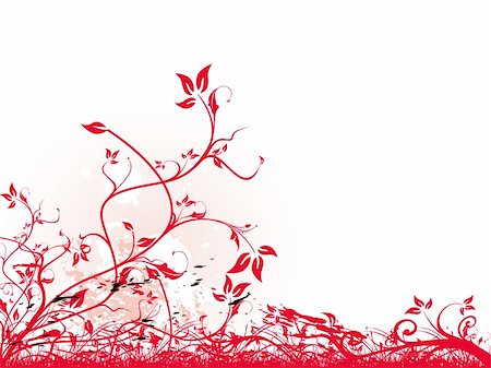 elegant tree drawings - This is vector illustration background of abstract grunge floral Foto de stock - Super Valor sin royalties y Suscripción, Código: 400-03969922