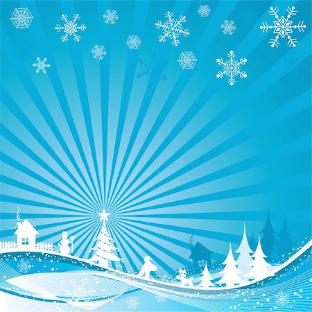 Christmas winter background, vector illustration Stock Photo - Budget Royalty-Free & Subscription, Code: 400-03960535