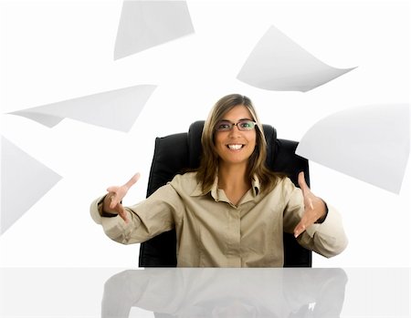 Business woman surprised and papers flying in the office Photographie de stock - Aubaine LD & Abonnement, Code: 400-03960828
