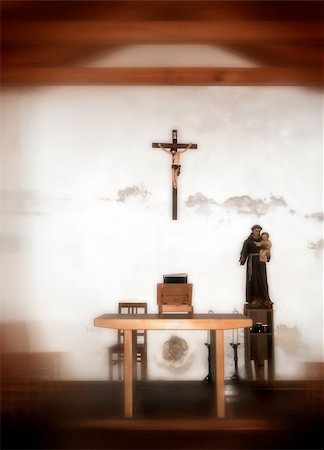 simsearch:400-05890930,k - Interior of small old chapel - soft focus photo Stock Photo - Budget Royalty-Free & Subscription, Code: 400-03960951